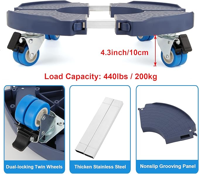 W B D WEIBIDA Plant Caddy with Wheels Heavy Duty 440lbs Capacity, Adjustable 15-21 Inch Rolling Plant Stand Indoor Outdoor, Large Plant Cart Dolly with Casters for Flower Pot Garden Pot Mover