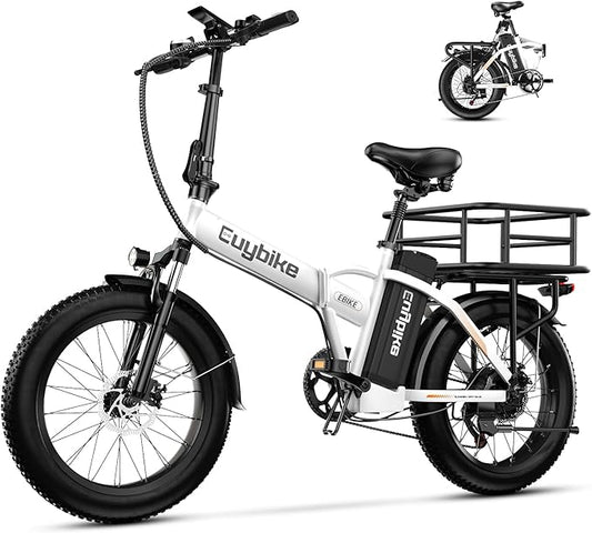 Foldable Electric Bike for Adults, 30+MPH, 48V 20Ah Removable Lithium Battery up to 80Miles, 20" Fat Tire 1000W Peak Motor Dirt Ebike Adult Electric Bicycle for Commute Beach Mountain E Bike