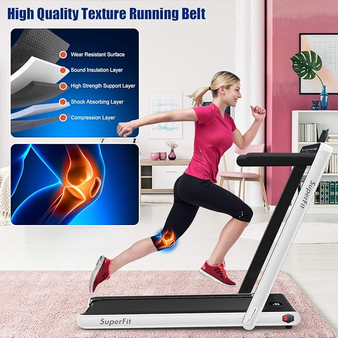 GYMAX Walking Pad, 2.25HP Dual Display Foldable Treadmill for Home with Remote/Smart App Control, Portable Compact Treadmill for Office Under Desk, Folding Running Machine for Small Spaces