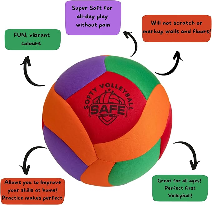 Softy Volleyball - Super Soft Designed for Pain-Free Play - Awesome Kids Indoor Ball with a Realistic Feel and Bounce - Perfect Ball for House
