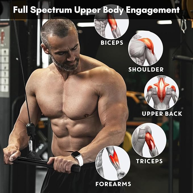 EVMT 15-Inch LAT Pulldown Attachments for Home Gym – LAT Pull Down Bar, Cable Machine Accessories for Tricep Bar, Bicep, Back Training, Full Rotation, Heavy-Duty Strength Workout Equipment