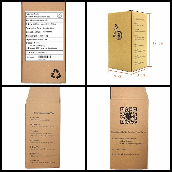 ChaWuWarmSun [B] Keemun KongFu Black Tea,12oz/340g,Kong Fu Tea Loose Leaf,Chinese QiMen HongCha