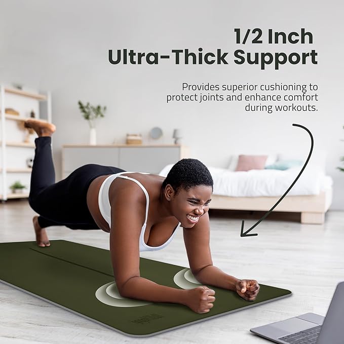 Extra Wide Yoga Mat for Men Women (72"L x 36"W) Non Slip Fitness & Exercise Mat with Alignment Marks for Yoga, Pilates, Floor Workouts