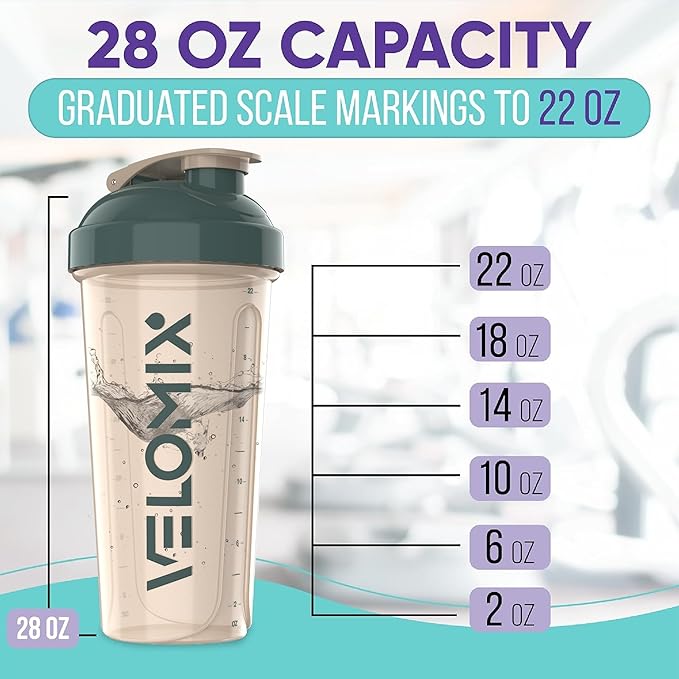 '-2 Pack- 28 oz Protein Shaker Bottles for Protein Mixes - 2x Wire Whisk | Leak Proof Shaker Cups for Protein Shakes | Protein Shaker Bottle Pack | Shakers for Protein Shakes-Blue&Beige