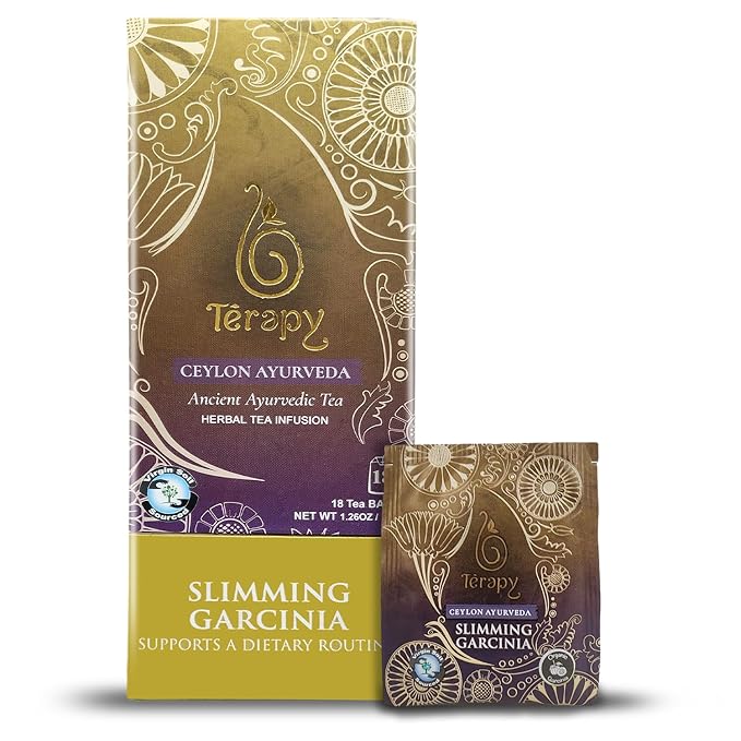 Térapy Ceylon All Day Slimming Tea | All Natural Herbal Ingredients featuring Garcinia Cambogia | Organic Herbal Slimming Tea Bags | Eco-friendly Individually Wrapped Tea Bags - 18 Count