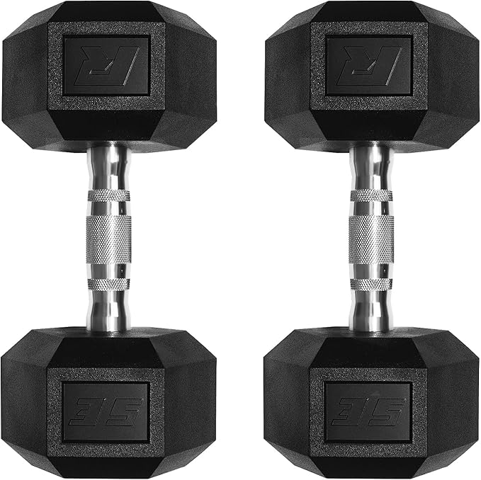RitFit 5-650 LBS PVC Encased Hex Dumbbell Sets with Optional Rack for Home Gym, Hand weight with Chrome Handle for Strength Training, Workouts