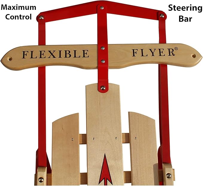 Flexible Flyer Metal Runner Sled. Steel & Wood Steering Snow Slider