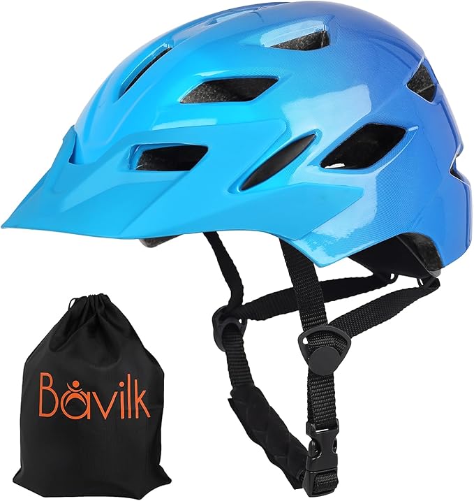 Kids Bike Helmet,Bavilk Kids Boys Girls Bike Helmets with LED Light Detachable Visor Children Youth Teen Multi-Sport for Skating Cycling Scooter Skateboard Adjustable & Lightweight 19.7"-22.4"