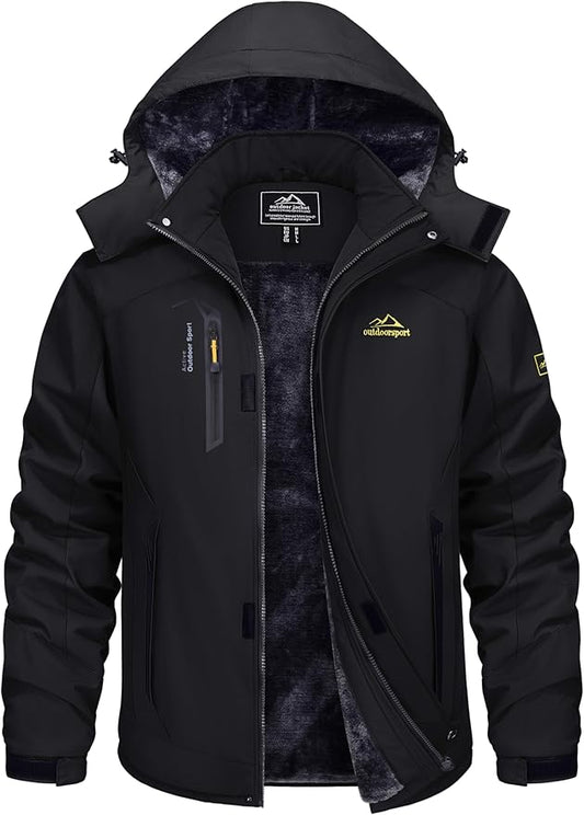 TACVASEN Winter Jacket Men's Water-Resistant Fleece Jacket Snow Ski Jacket Military Tactical Jacket Coat Parka Hood Raincoat