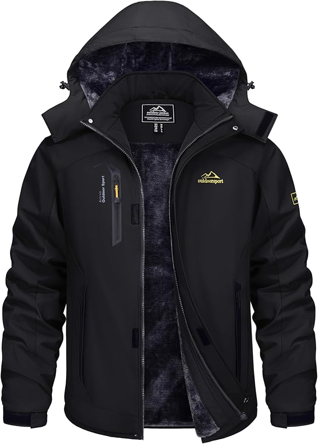 TACVASEN Winter Jacket Men's Water-Resistant Fleece Jacket Snow Ski Jacket Military Tactical Jacket Coat Parka Hood Raincoat