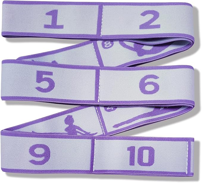 Aozora Stretch Bands for Exercise, Elastic Yoga Stretching Strap, Flex Strap 10 Loops for Physical Therapy, Pilates, Yoga, Dance & Gymnastics Exercise and Flexible Pilates Stretch Band