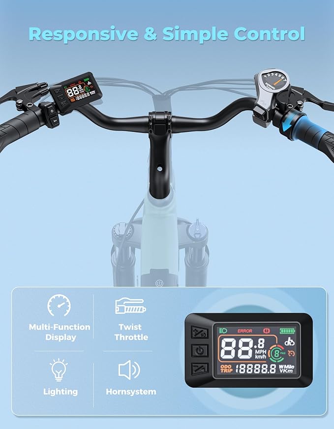 Jasion YC1/ST 26" Electric Bike, 750W Peak Motor, Step-Through Ebike for Adults, 360WH Removable Battery, Up to 40miles, Max 23MPH Urban Commuter E-Bike, 7 Speeds & Front Suspension