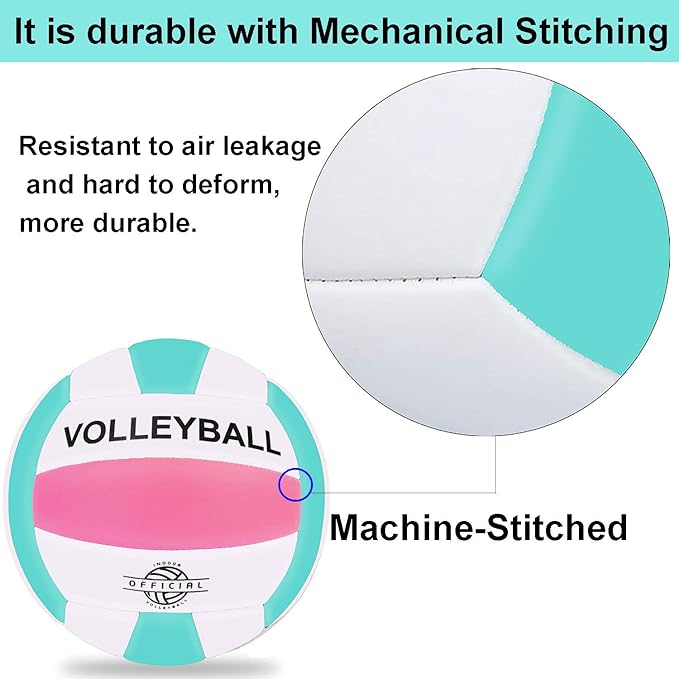 EVZOM Super Soft Volleyball Beach Volleyball Official Size 5 for Outdoor/Indoor/Pool/Gym/Training Premium Volleyballs Equipment Durability Stability Sports Ball
