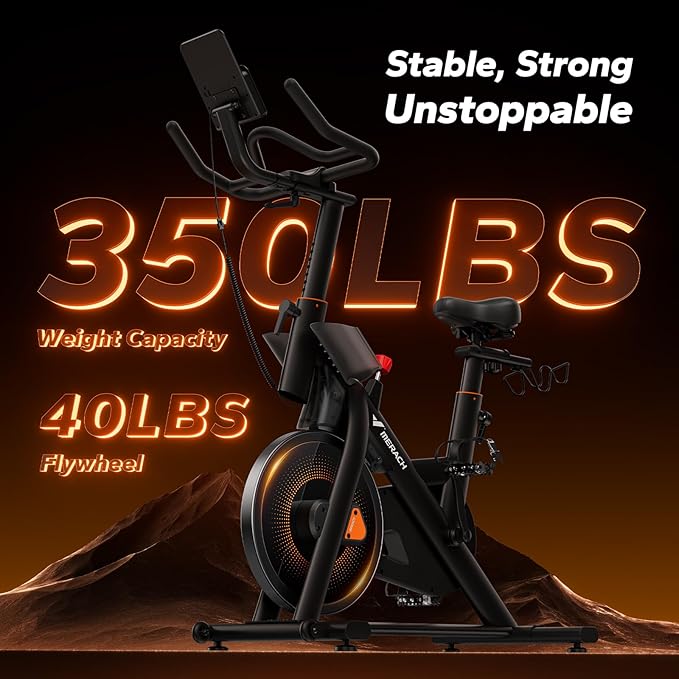 MERACH Magnetic Exercise Bike, Indoor Cycling Bike with Self-Developed App, 350 lbs Weight Capacity & 40 lbs Flywheel, Stationary Bike for Home Gym Fitness
