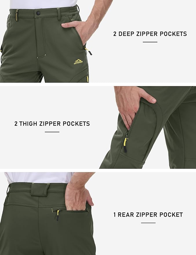 TACVASEN Winter Pants for Men Fleece Lined Waterproof Pants Insulated Hiking Pant for Ski Snowboard Outdoor Work Hunting