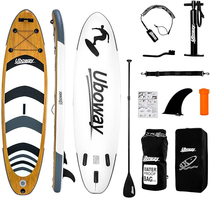 Inflatable Stand Up Paddle Board: Uboway Inflatable Kayak Paddle Board with Premium SUP Accessories, Non-Slip Comfort Deck with Backpack, Bonus Dry Bag & Hand Pump, Sup Board for Yoga Fishing Surf