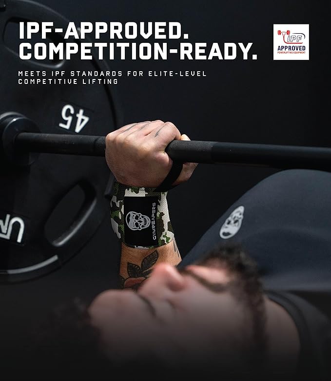 Gymreapers Weightlifting Wrist Wraps (IPF Approved) 18" Professional Quality Wrist Support with Heavy Duty Thumb Loop - Best Wrap for Powerlifting Competition, Strength Training, Bodybuilding