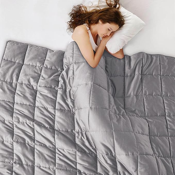 L'AGRATY Weighted Blanket - 80"x87" 20lbs Cooling Breathable Heavy Blanket Microfiber Material with Glass Beads for Adult All-Season Summer Fall Winter Soft Thick Comfort