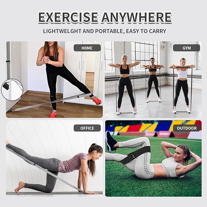 Wide Fabric Resistance Bands Set for Working Out, Non-Slip Exercise Booty Bands for Women & Men Leg and Glutes with Hair Ties and Tape Measure - for Home Gym Workout, Yoga, Pilates