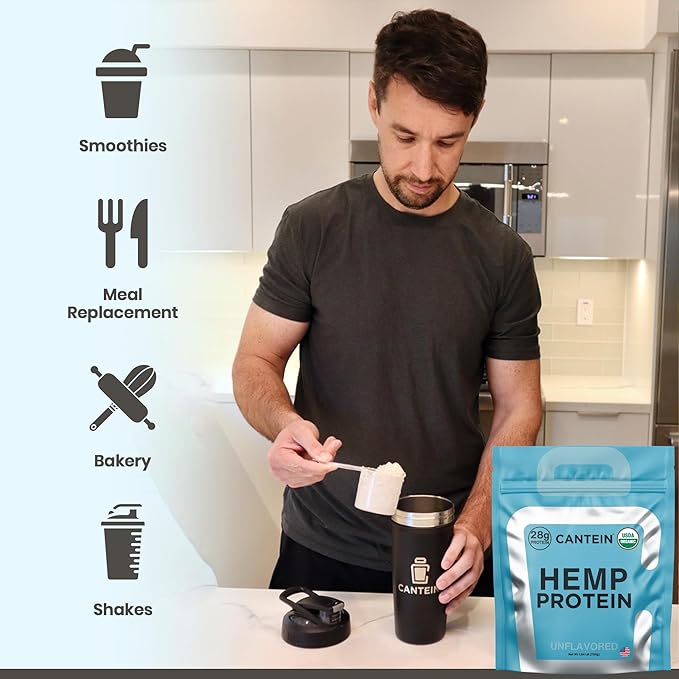 Organic Hemp Protein, Vegan Protein Powder, Clean Plant Based Protein Powder, Non Dairy Protein, Lactose Free Natural Protein, Gluten Free- 20 Servings, Unflavored