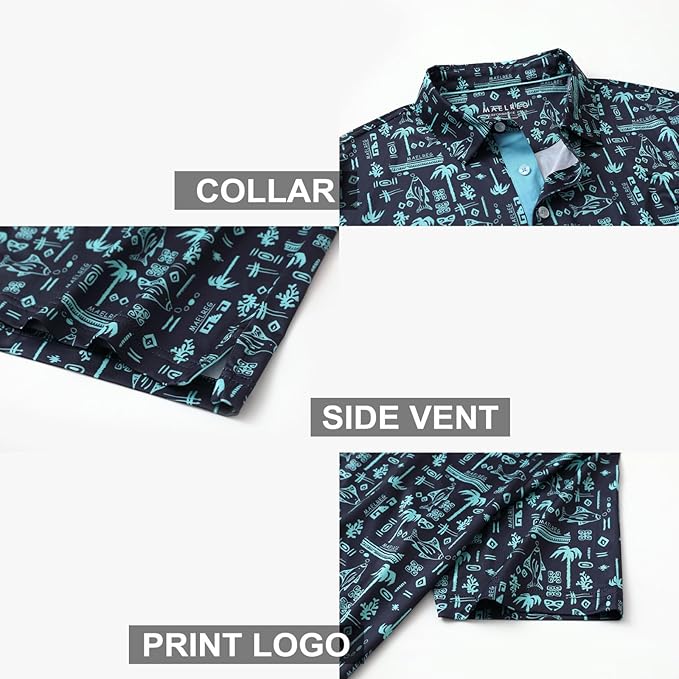 Men's Golf Polo Shirts Short Sleeve Striped Performance Moisture Wicking Dry Fit Golf Shirts for Men