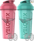 '-2 Pack- 28 oz Protein Shaker Bottles for Protein Mixes - 2x Wire Whisk | Leak Proof Shaker Cups for Protein Shakes | Protein Shaker Bottle Pack (Pink/Turquise)