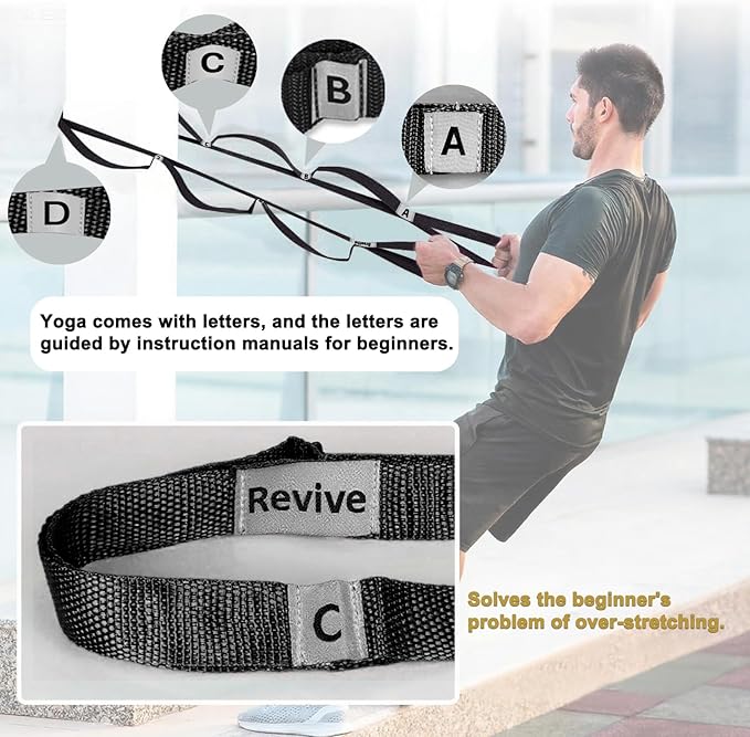 Stretching Strap Yoga Strap with 10 Loops, Non-Elastic Stretch Band for Physical Therapy, Flexibility, Exercise, Pilates, Dance & Gymnastics Workout