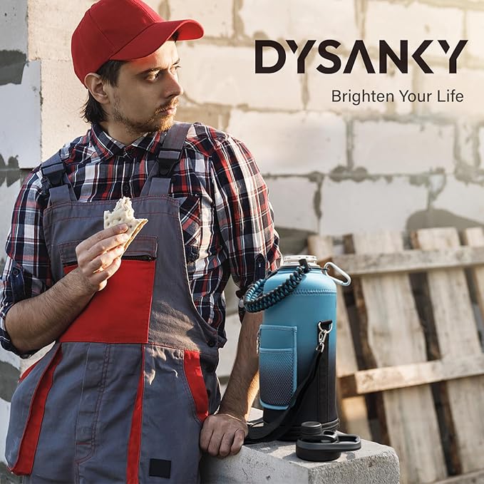 Insulated Water Bottle | Thickened Stainless Steel for Gym and Hiking with Straw, Carrier Bag, Handle Strap | BPA-Free 87 oz