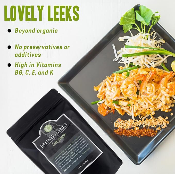 Dr. Cowan’s Garden Leek Powder - Beyond Organic Vegetable Powder, Green Powder Superfood, Super Greens Vegetable Powder, Greens Powder for Nutritional and Culinary Uses, Dehydrated Greens, 50 Servings