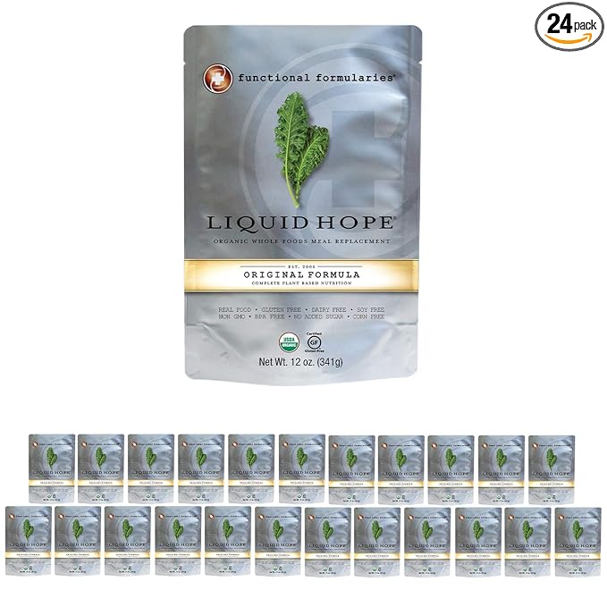 Functional Formularies Liquid Hope Organic Tube Feeding Formula And Nutritional Meal Replacement Supplement, 12 Oz Pouch, Pack of 24