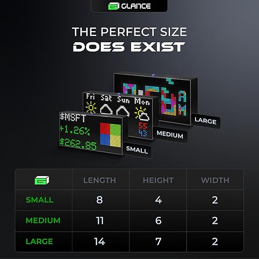 Glance LED Ticker - Customizable LED Display Sports Ticker, LED Display for Man Cave, Stock Market Ticker Display, Sports Score Retro Smart Pixel Display, Weather Display - 10.5"x5.5" Made in USA