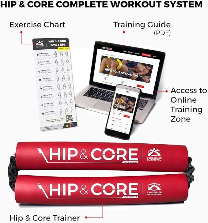Crossover Symmetry Hip & Core System - Loop Resistance Home Workout Bands to Stretch and Strengthen Legs, Butt, HIPS, Thighs and Glutes, Includes Online Exercise & Training Guide
