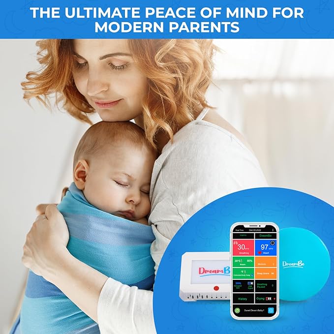 DreamBe-2 Contactless Smart Health Heart & Breathing Monitor for Toddlers & Children. Real-Time Sleep Tracker – Monitor on App Anywhere, Anytime – Touch-Screen Display WiFi - Night Vision Camera