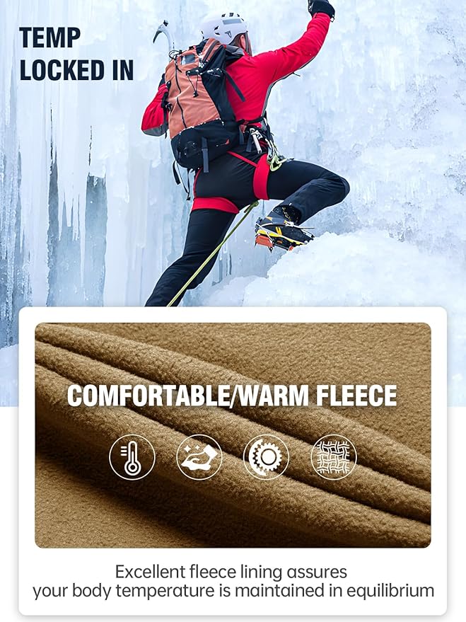 FREE SOLDIER Men's Outdoor Softshell Fleece Lined Cargo Pants Snow Ski Hiking Pants with Belt