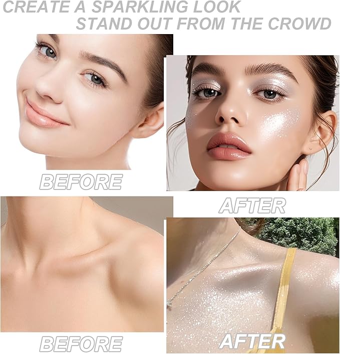 Hair and Body Glitter, 1PC Peal White Hair Glitter Extra Fine Face Shimmer Powder for Clothes, Festival Loose Sparkle Powder for Rave Clothes Nail Art Easter Halloween Crafts (Peal White)