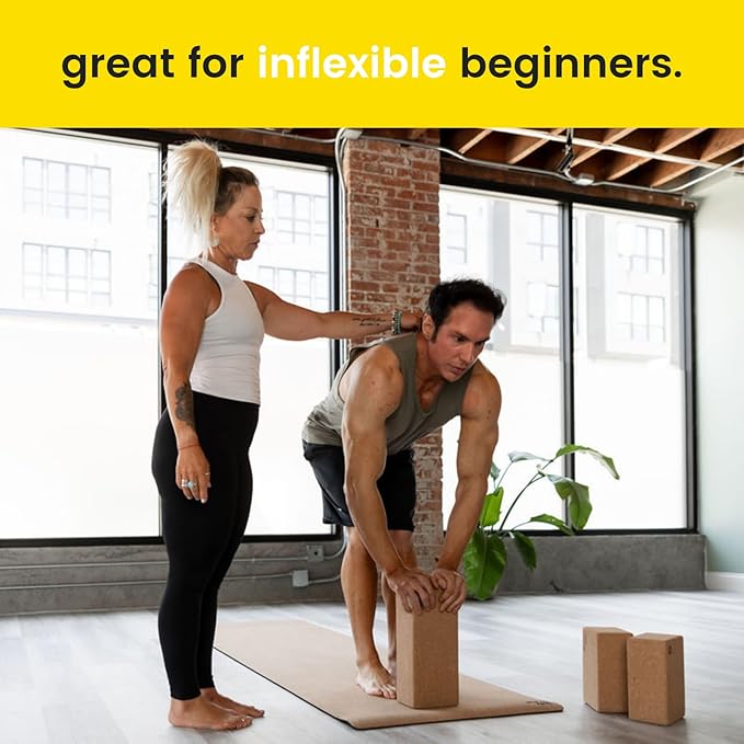 Premium Cork Yoga Blocks - Extra Large Yoga Block 2-Pack or Extra Tall 1-Pack for Inflexible Yogis | Natural, High-Density Cork for Superior Support & Stability | Optional Yoga Strap & Gift Box