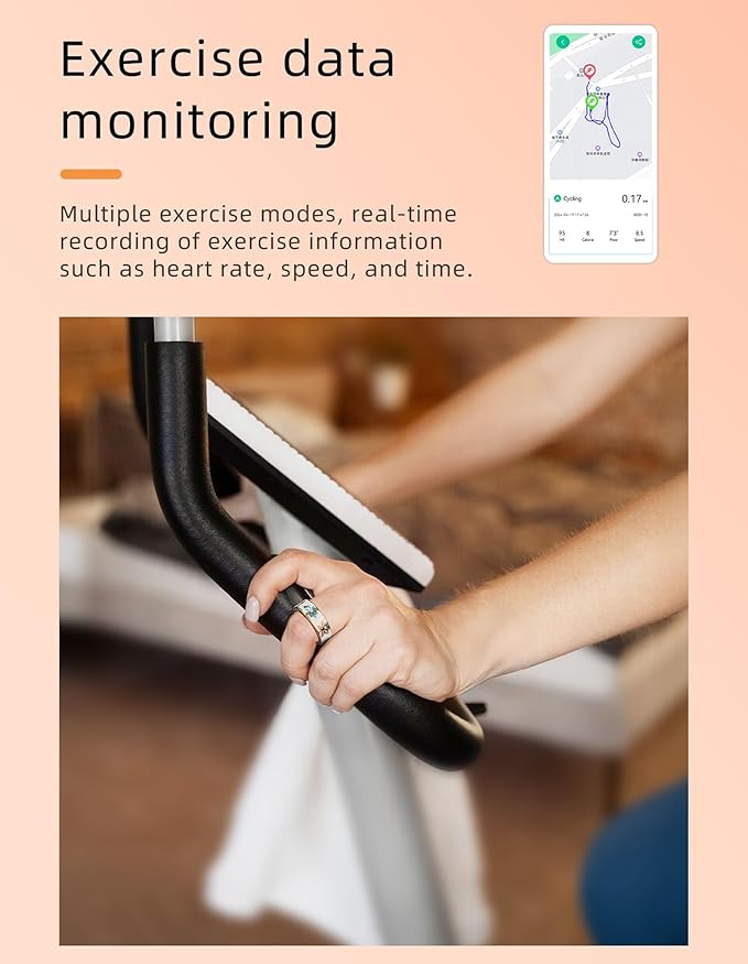 Ladies Smart Ring for Women Health Ring Blood Pressure Heart Rate Monitor Sleep Tracker Fitness Tracker Calories Step Counter Pedometer Gesture Control Waterproof Compatible with iOS Android Phones