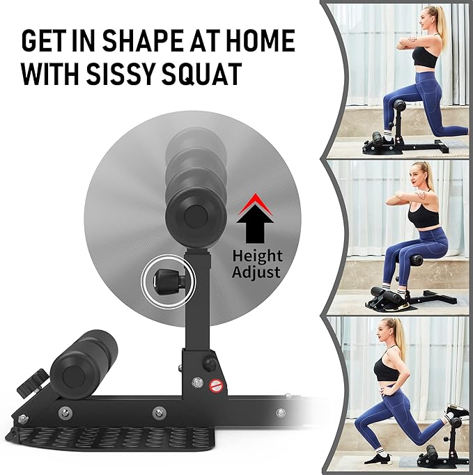 leikefitness Deep Sissy Squat Bench Core Workout Multifunctional Leg Exercise Machine for Home Gym