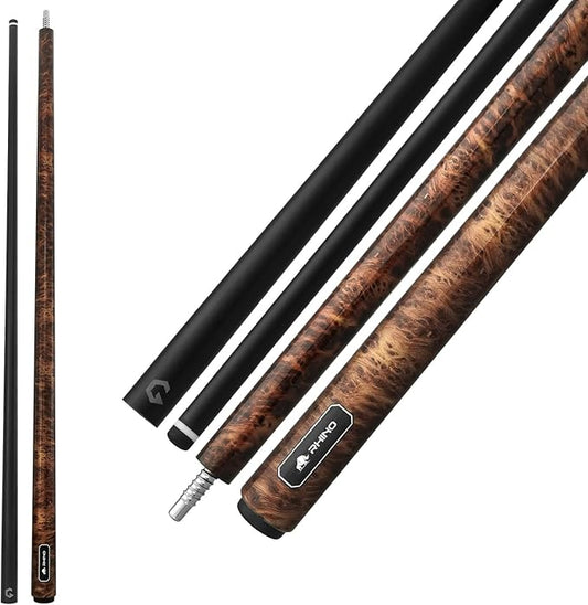 RHINO G-w Series Pool Cue - Amboyna, Bocote, Ebony, Snakewood, Thuya - 3/8-8 Joint - 12.5 mm Tip Diameter
