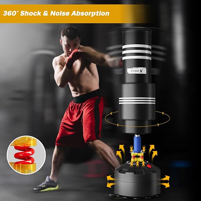Dripex Freestanding Punching Bag, Heavy Boxing Bag with Stand for Adult Youth - Men Standing Boxing Punch Bag for Home Gym Workout