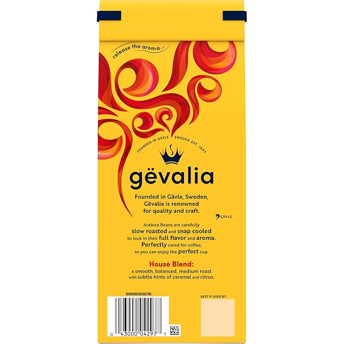 Gevalia Decaf House Blend Medium Roast Ground Coffee (12 oz Bag) (Pack of 5)