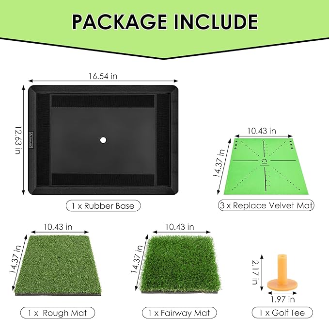 Golf Hitting Mat with Swing Path Tracer – Durable Golf Practice Mat for Indoor/Outdoor Use, Driving & Chipping Training – Golf Training Aid and Gift for Men & Women
