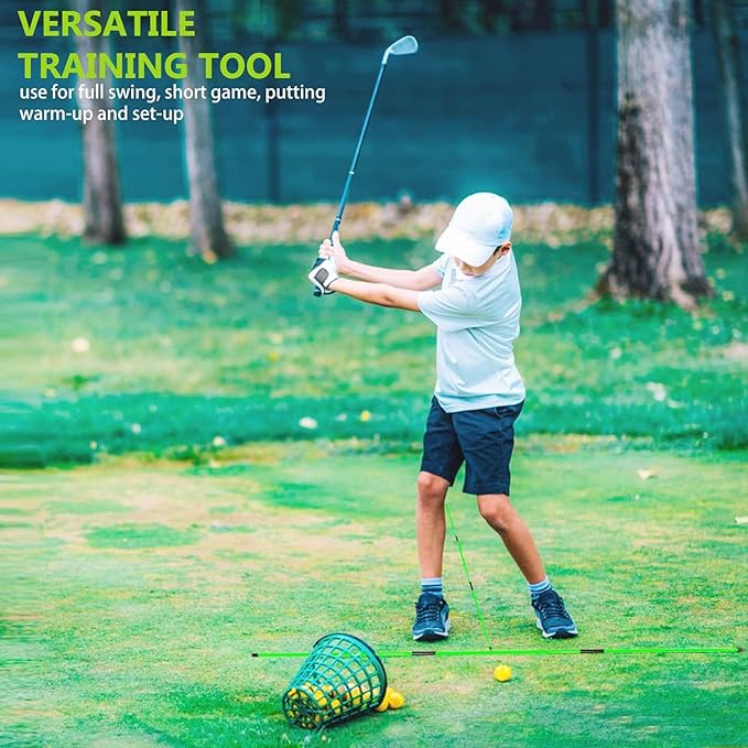 Golf Alignment Sticks - Golf Sticks Alignment Aid Golf Alignment Rods for Aiming, Putting, Full Swing Trainer, Posture Corrector Golf Training aid with Clear Tube Case