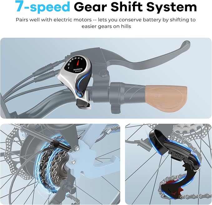 DriftGod 26" Electric Bike for Adults – Powerful 1000W Motor, 48V Removable Battery, 7-Speed, Front Suspension & LCD Display – Commuter and Mountain EBike for Women