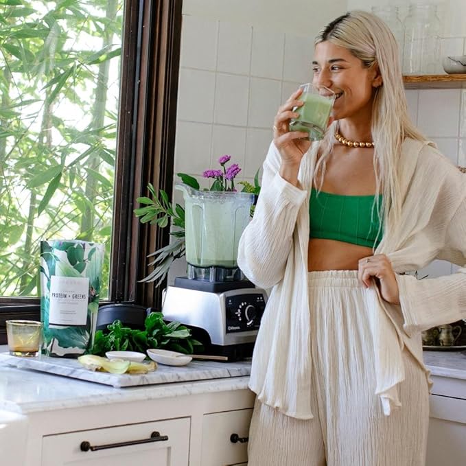 Sakara Protein + Greens Super Powder, 30 Servings - Organic Protein Powder Hemp, Pumpkin, Pea Protein, Organic Greens Powder Wheat Grass & Spirulina Superfood Powder, Vegan Protein Powder Greens Blend