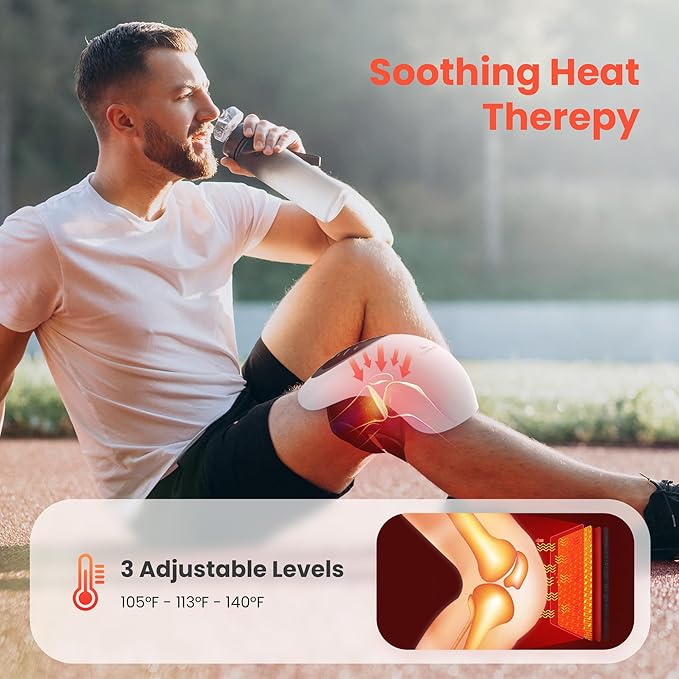 Knee Massager with Heat - Heating and Vibrating Pain Relief Knee Massager for Arthritis,Ideal Gifts for Women,Men