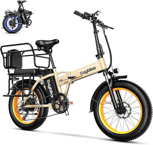 Foldable Electric Bike for Adults, 30+MPH, 48V 20Ah Removable Lithium Battery up to 80Miles, 20" Fat Tire 1000W Peak Motor Dirt Ebike Adult Electric Bicycle for Commute Beach Mountain E Bike