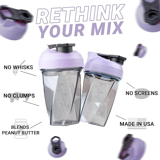 HELIMIX 1.5 Vortex Blender Shaker Bottle Holds Upto 20oz | No Blending Ball or Whisk | USA Made | Portable Pre Workout Whey Protein Drink Shaker Cup | Mixes Cocktails Smoothies Shakes | Top Rack Safe