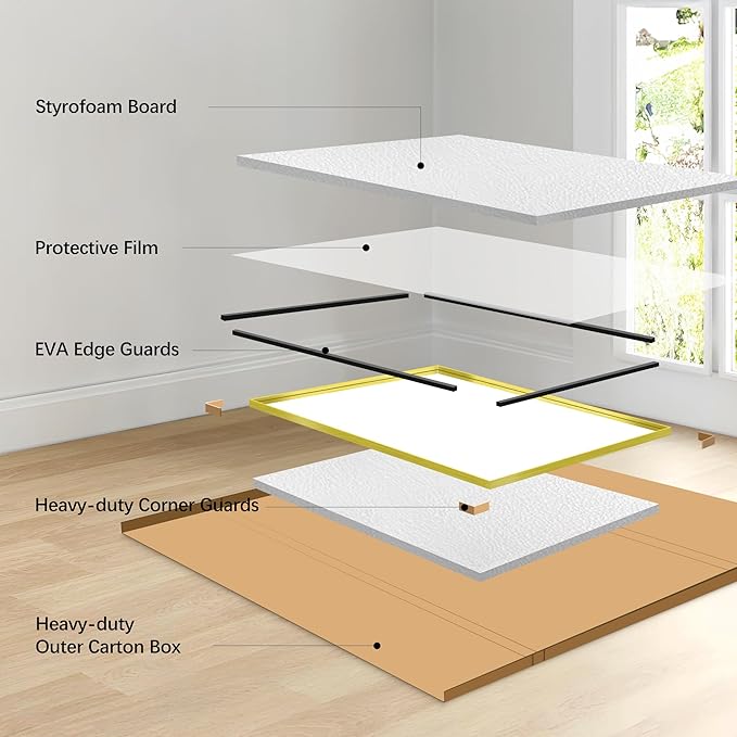 Gold Bathroom Mirror, 40x48 Inch Rectangular Framed Mirror, Large Wall Mounted Bathroom Vanity Mirror Over Sink for Bedroom,Restroom, Living Room, Hangs Vertically or Horizontally