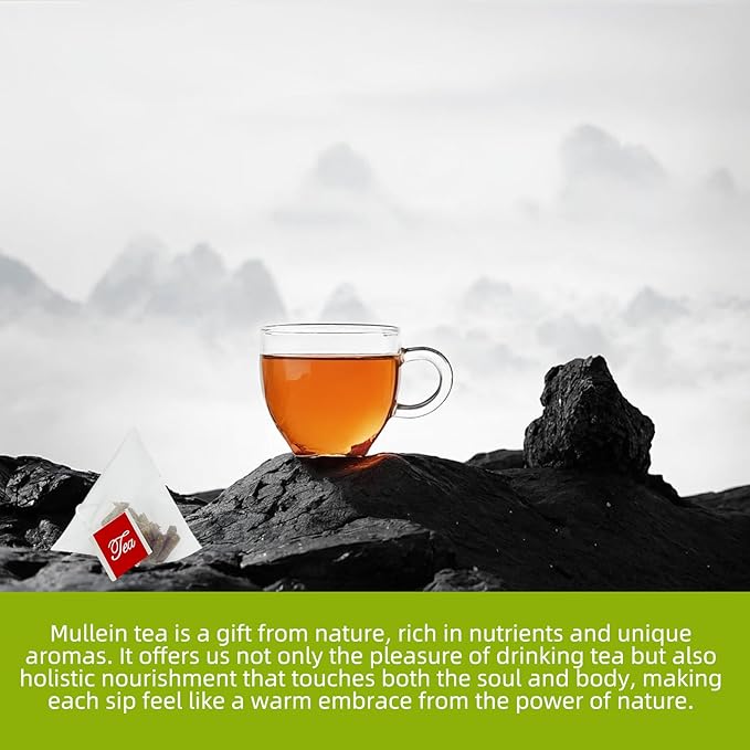 Samcci - Mullein Tea Bags, 20 Teabags, 3g/bag, 100% Pure Mullein Tea Bags for Lungs Cleanse, Natural Herbal Tea Bags, Caffeine Free & No Additives Mullein Leaf Tea for Detox & Respiratory Support